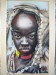 tváře Afriky 7 hrdá dívka z Etiopie zalakovaná tempera 44x68